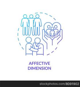 Affective dimension blue gradient concept icon. SEL activity. Shared values. GCED socio emotional skills abstract idea thin line illustration. Isolated outline drawing. Myriad Pro-Bold fonts used. Affective dimension blue gradient concept icon
