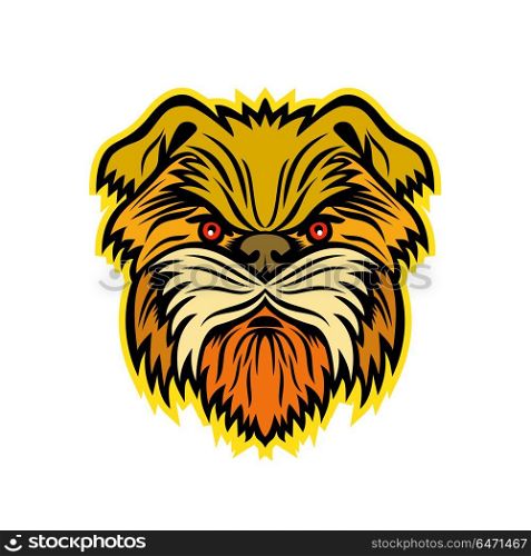 Affenpinscher Monkey Dog Mascot. Mascot icon illustration of head of an Affenpinscher, Monkey Terrier, Affen, Affie or Monkey Dog, a terrier-like toy breed of dog viewed from front on isolated background in retro style.. Affenpinscher Monkey Dog Mascot