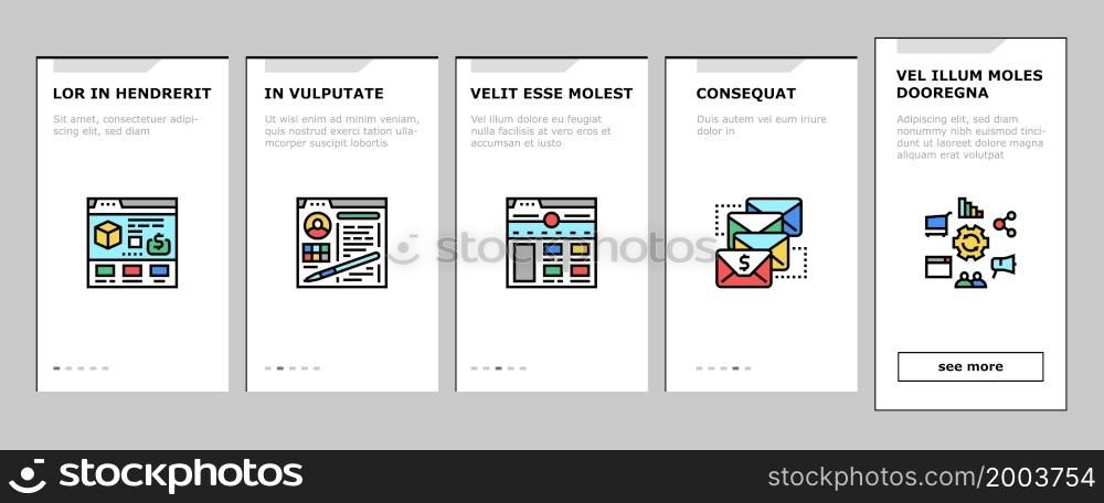 Affiliate Marketing And Commerce Onboarding Mobile App Page Screen Vector. Affiliate Marketing And Promote Product, Neuromarketing Technology For Searching Audience Customer, . Illustrations. Affiliate Marketing And Commerce Onboarding Icons Set Vector