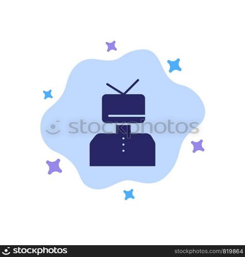 Affirmation, Affirmations, Esteem, Happy, Person Blue Icon on Abstract Cloud Background