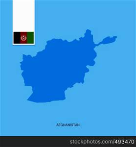 Afghanistan Country Map with Flag over Blue background. Vector EPS10 Abstract Template background