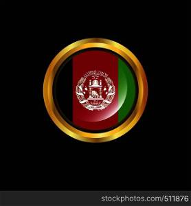 Afghanistan flag Golden button