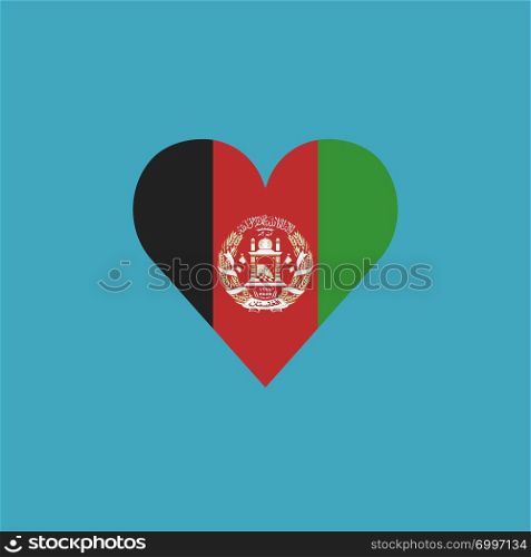 Afghanistan flag icon in a heart shape in flat design. Independence day or National day holiday concept.