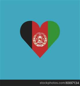 Afghanistan flag icon in a heart shape in flat design. Independence day or National day holiday concept.