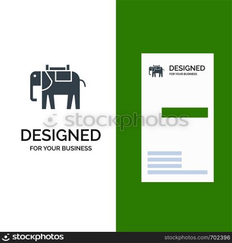 Africa, Animal, Elephant, Indian Grey Logo Design and Business Card Template