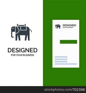Africa, Animal, Elephant, Indian Grey Logo Design and Business Card Template