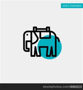 Africa, Animal, Elephant, Indian turquoise highlight circle point Vector icon