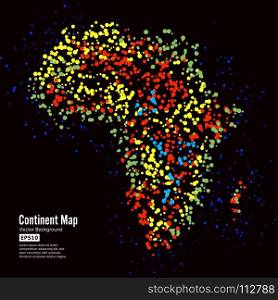 Africa. Continent Map Abstract Background Vector. Formed From Colorful Dots Isolated On Black.. Africa. Continent Map Abstract Background Vector. Formed From Colorful Dots Isolated On Black