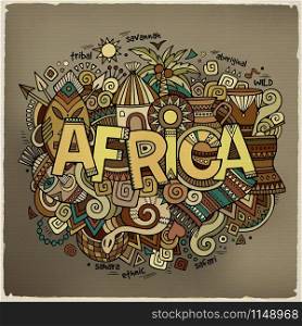 Africa hand lettering and doodles elements background. Vector illustration