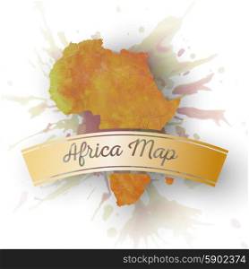 Africa map element, abstract hand drawn watercolor background, great composition for your design, vector illustration.
