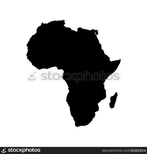 Africa map icon with plain black vector illustration design