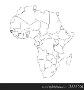 Africa map line icon with borders between countries vector illustration design