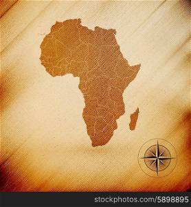 Africa map, wooden design background, vector illustration.