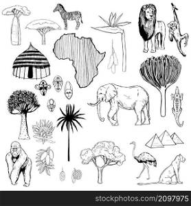 Africa set. Vector sketch illustration.