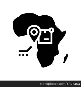 africa shipment tracking glyph icon vector. africa shipment tracking sign. isolated contour symbol black illustration. africa shipment tracking glyph icon vector illustration