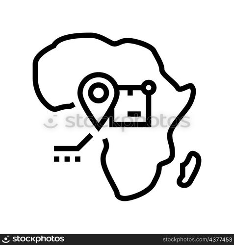 africa shipment tracking line icon vector. africa shipment tracking sign. isolated contour symbol black illustration. africa shipment tracking line icon vector illustration