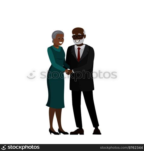 African american couple of old people,isolated on white background,cartoon vector illustration. African american couple of old people