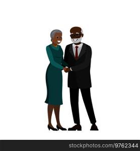 African american couple of old people,isolated on white background,cartoon vector illustration. African american couple of old people