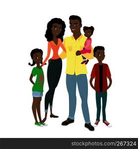 African American family. Father, mother, son and daughters.Cartoon Vector illustration . African American family.