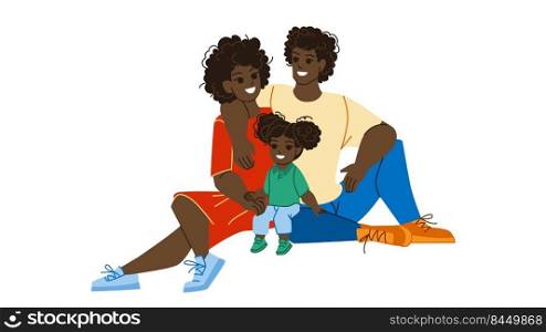 african american family vector. father mother together, person portrait, active parent african american family character. people flat cartoon illustration. african american family vector