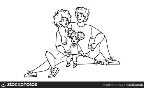 african american family vector. father mother together, person portrait, active parent african american family character. people black line pencil drawing vector illustration. african american family vector