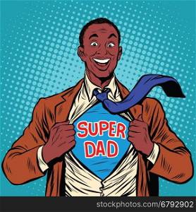 African American joyful super dad, pop art retro vector illustration