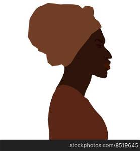African american man side view portrait in turban vector art illustration isolated. African american man side view portrait in turban vector illustration isolated