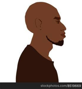 African american man side view portrait with bald head and beard vector art illustration isolated. African american man side view portrait with bald head and beard vector illustration isolated