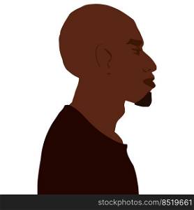 African american man side view portrait with bald head vector art illustration isolated. African american man side view portrait with bald head vector illustration isolated