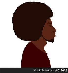 African american man side view portrait with beard and afro vector art illustration isolated. African american man side view portrait with beard and afro vector illustration isolated