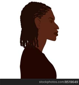 African american man side view portrait with braids hairstyle vector art illustration isolated. African american man side view portrait with braids hairstyle vector illustration isolated