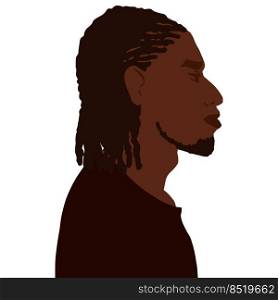 African american man side view portrait with braids hairstyle vector art illustration isolated. African american man side view portrait with braids hairstyle vector illustration isolated