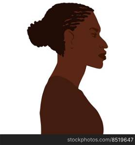 African american man side view portrait with braids in bun hairstyle vector art illustration isolated. African american man side view portrait with braids in bun hairstyle vector illustration isolated