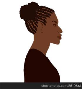 African american man side view portrait with braids in double bun hairstyle vector art illustration isolated. African american man side view portrait with braids in double bun hairstyle vector illustration isolated