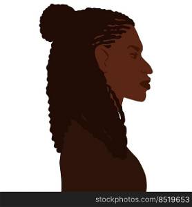 African american man side view portrait with braids in half-up bun hairstyle vector art illustration isolated. African american man side view portrait with braids in half-up bun hairstyle vector illustration isolated