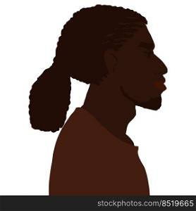 African american man side view portrait with braids in polytail hairstyle vector art illustration isolated. African american man side view portrait with braids in polytail hairstyle vector illustration isolated