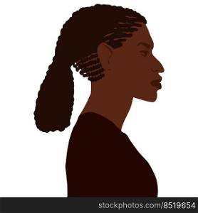 African american man side view portrait with braids ponytail and undercut hairstyle vector art illustration isolated. African american man side view portrait with braids ponytail and undercut hairstyle vector illustration isolated