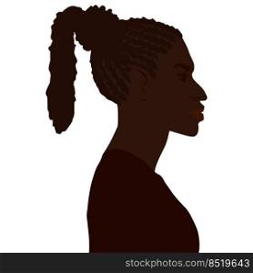African american man side view portrait with braids ponytail hairstyle vector art illustration isolated. African american man side view portrait with braids ponytail hairstyle vector illustration isolated