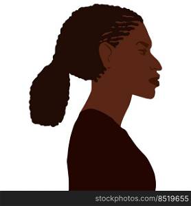 African american man side view portrait with braids ponytail hairstyle vector art illustration isolated. African american man side view portrait with braids ponytail hairstyle vector illustration isolated
