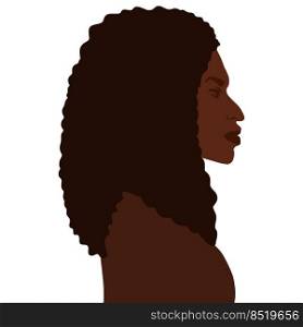 African american man side view portrait with long hair vector art illustration isolated. African american man side view portrait with long hair vector illustration isolated