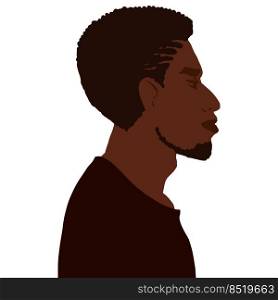 African american man side view portrait with quiff hairstyle vector art illustration isolated. African american man side view portrait with quiff hairstyle vector illustration isolated