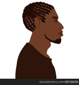 African american man side view portrait with short braids hairstyle vector art illustration isolated. African american man side view portrait with short braids hairstyle vector illustration isolated