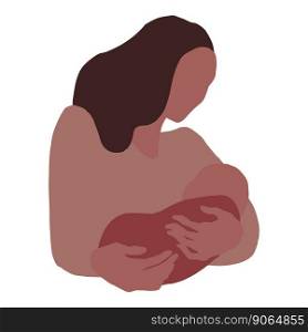 African american mother breastfeeding infant child handdrawn illustration isolated.. African american mother breastfeeding infant child handdrawn illustration
