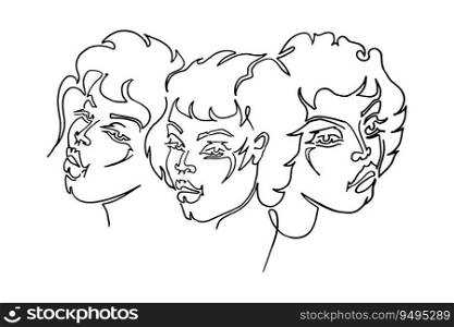 African American pretty girl. Vector Illustration of Black Woman. Great for avatars. Coloring book for adults. Face chart.. African woman face line drawing. Minimalistic abstract women portrait tattoos vector illustration