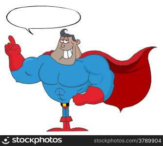 African American Super Hero With Speech Bubble