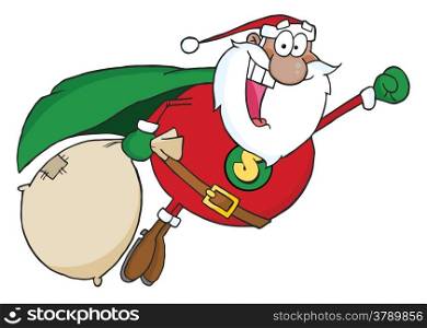 African American Super Santa Claus Fly