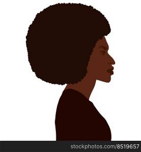 African american woman side view portrait with afro hairstyle vector art illustration isolated. African american woman side view portrait with afro hairstyle vector illustration isolated