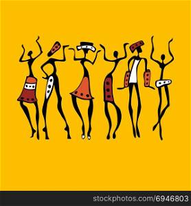 African Beautiful Women. Silhouette of woman. African dancers. Dancing woman in traditional ethnic style. Vector Illustration.