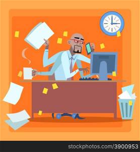 African businessman loaded with work time management. Black man loaded a lot of things in the office. African businessman loaded with work time management