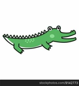 African crocodile on white background. Vector doodle illustration for kids.